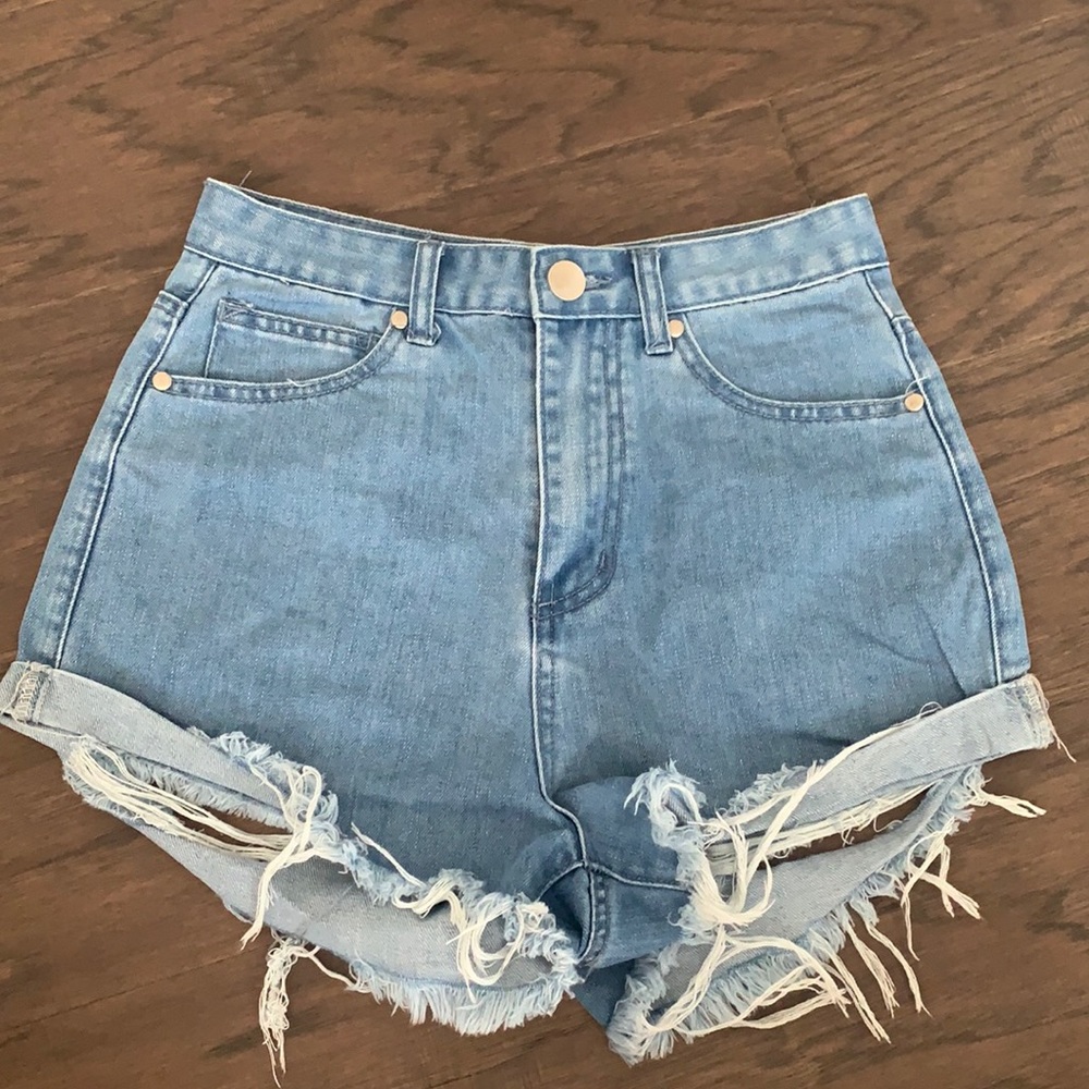 Denim high waisted shorts